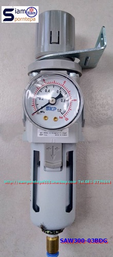 SAW300-03BDG SKP Filter regulator ตัวปรับลม 1 Unit size 3/8" Auto ออโต้ pressure 0-10 kg/cm2 (bar) 150psi